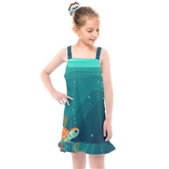 Ai Generated Ocean Sea Fish Aquatic Water Nature 5 Kids  Overall Dress by Pakemis