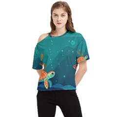 Ai Generated Ocean Sea Fish Aquatic Water Nature 5 One Shoulder Cut Out Tee by Pakemis