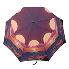 Sunset Ocean Beach Water Tropical Island Vacation 5 Folding Umbrellas by Pakemis