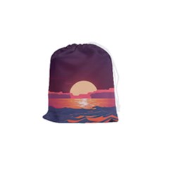 Sunset Ocean Beach Water Tropical Island Vacation 5 Drawstring Pouch (small) by Pakemis