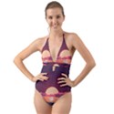 Sunset Ocean Beach Water Tropical Island Vacation 5 Halter Cut-Out One Piece Swimsuit View1