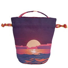 Sunset Ocean Beach Water Tropical Island Vacation 5 Drawstring Bucket Bag by Pakemis