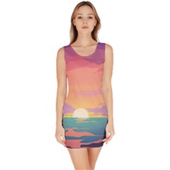 Sunset Ocean Beach Water Tropical Island Vacation 4 Bodycon Dress by Pakemis