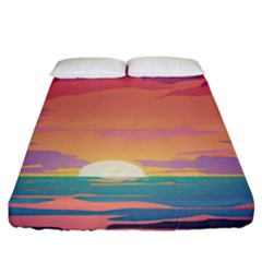 Sunset Ocean Beach Water Tropical Island Vacation 4 Fitted Sheet (king Size) by Pakemis