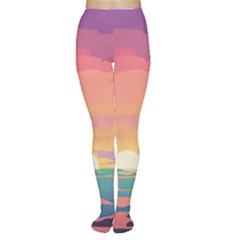 Sunset Ocean Beach Water Tropical Island Vacation 4 Tights by Pakemis