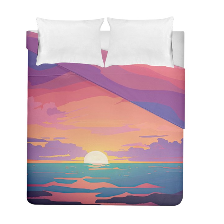 Sunset Ocean Beach Water Tropical Island Vacation 4 Duvet Cover Double Side (Full/ Double Size)