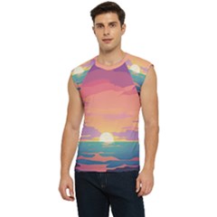 Sunset Ocean Beach Water Tropical Island Vacation 4 Men s Raglan Cap Sleeve Tee by Pakemis