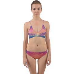 Sunset Ocean Beach Water Tropical Island Vacation 4 Wrap Around Bikini Set by Pakemis