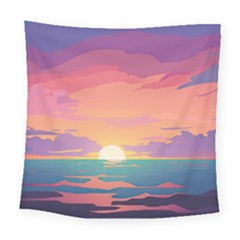 Sunset Ocean Beach Water Tropical Island Vacation 4 Square Tapestry (large) by Pakemis