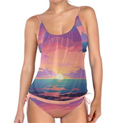 Sunset Ocean Beach Water Tropical Island Vacation 4 Tankini Set by Pakemis