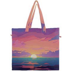 Sunset Ocean Beach Water Tropical Island Vacation 4 Canvas Travel Bag by Pakemis