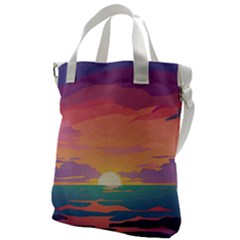 Sunset Ocean Beach Water Tropical Island Vacation 4 Canvas Messenger Bag by Pakemis