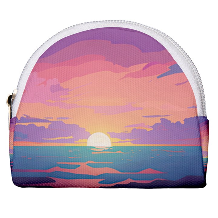 Sunset Ocean Beach Water Tropical Island Vacation 4 Horseshoe Style Canvas Pouch