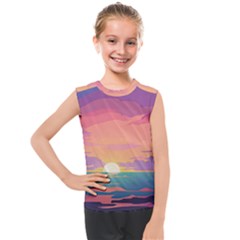 Sunset Ocean Beach Water Tropical Island Vacation 4 Kids  Mesh Tank Top by Pakemis