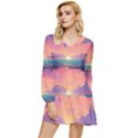 Sunset Ocean Beach Water Tropical Island Vacation 4 Tiered Long Sleeve Mini Dress View1