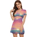 Sunset Ocean Beach Water Tropical Island Vacation 4 V-Neck High Waist Chiffon Mini Dress View2