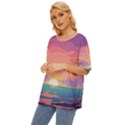 Sunset Ocean Beach Water Tropical Island Vacation 4 Oversized Basic Tee View2