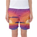 Sunset Ocean Beach Water Tropical Island Vacation Landscape Women s Basketball Shorts View1