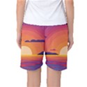 Sunset Ocean Beach Water Tropical Island Vacation Landscape Women s Basketball Shorts View2