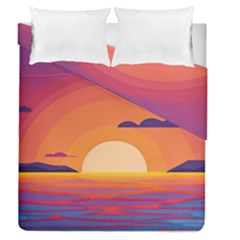 Sunset Ocean Beach Water Tropical Island Vacation Landscape Duvet Cover Double Side (queen Size) by Pakemis