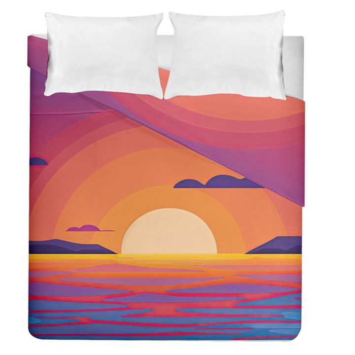 Sunset Ocean Beach Water Tropical Island Vacation Landscape Duvet Cover Double Side (Queen Size)