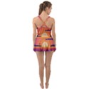 Sunset Ocean Beach Water Tropical Island Vacation Landscape Ruffle Top Dress Swimsuit View2