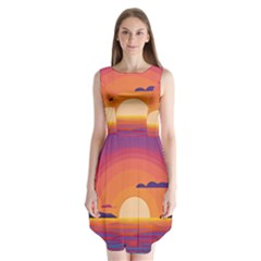 Sunset Ocean Beach Water Tropical Island Vacation Landscape Sleeveless Chiffon Dress   by Pakemis