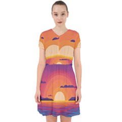 Sunset Ocean Beach Water Tropical Island Vacation Landscape Adorable In Chiffon Dress by Pakemis