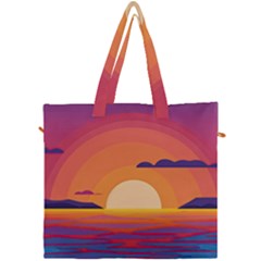 Sunset Ocean Beach Water Tropical Island Vacation Landscape Canvas Travel Bag by Pakemis