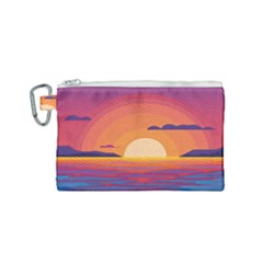 Sunset Ocean Beach Water Tropical Island Vacation Landscape Canvas Cosmetic Bag (small) by Pakemis