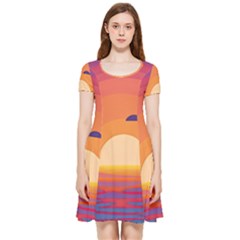 Sunset Ocean Beach Water Tropical Island Vacation Landscape Inside Out Cap Sleeve Dress by Pakemis