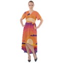 Sunset Ocean Beach Water Tropical Island Vacation Landscape Front Wrap High Low Dress View1