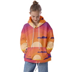 Sunset Ocean Beach Water Tropical Island Vacation Landscape Kids  Oversized Hoodie by Pakemis