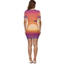 Sunset Ocean Beach Water Tropical Island Vacation Landscape Low Cut Cap Sleeve Mini Dress View4