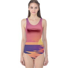 Sunset Ocean Beach Water Tropical Island Vacation One Piece Swimsuit by Pakemis