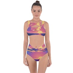 Sunset Ocean Beach Water Tropical Island Vacation Bandaged Up Bikini Set  by Pakemis