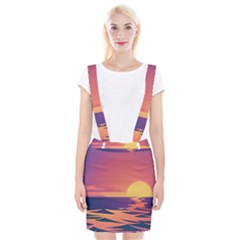 Sunset Ocean Beach Water Tropical Island Vacation Braces Suspender Skirt by Pakemis