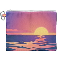 Sunset Ocean Beach Water Tropical Island Vacation Canvas Cosmetic Bag (xxxl) by Pakemis