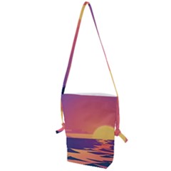 Sunset Ocean Beach Water Tropical Island Vacation Folding Shoulder Bag by Pakemis