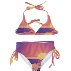 Sunset Ocean Beach Water Tropical Island Vacation Kids  Classic Bikini Set by Pakemis