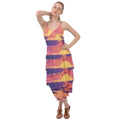 Sunset Ocean Beach Water Tropical Island Vacation Layered Bottom Dress by Pakemis