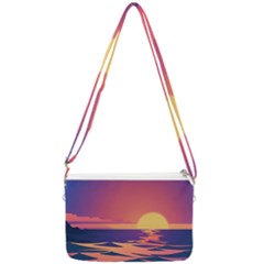 Sunset Ocean Beach Water Tropical Island Vacation Double Gusset Crossbody Bag by Pakemis