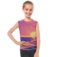 Sunset Ocean Beach Water Tropical Island Vacation Kids  Mesh Tank Top by Pakemis