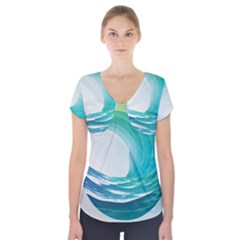 Tsunami Tidal Wave Wave Minimalist Ocean Sea 2 Short Sleeve Front Detail Top by Pakemis