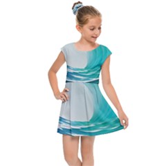 Tsunami Tidal Wave Wave Minimalist Ocean Sea 2 Kids  Cap Sleeve Dress by Pakemis