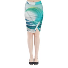 Tsunami Tidal Wave Wave Minimalist Ocean Sea 2 Midi Wrap Pencil Skirt by Pakemis