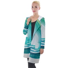 Tsunami Tidal Wave Wave Minimalist Ocean Sea 2 Hooded Pocket Cardigan by Pakemis