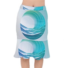 Tsunami Tidal Wave Wave Minimalist Ocean Sea 2 Short Mermaid Skirt by Pakemis