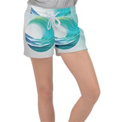 Tsunami Tidal Wave Wave Minimalist Ocean Sea 2 Velour Lounge Shorts by Pakemis