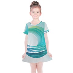 Tsunami Tidal Wave Wave Minimalist Ocean Sea 2 Kids  Simple Cotton Dress by Pakemis